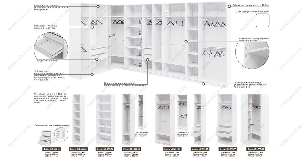 Шкаф Отис МН-039-08 П1 с фасадом ЛДСП (белый) | изображение 3