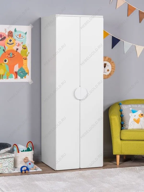 Шкаф Пикси распашной, с двумя дверьми и полкой 60x57x180, белый (робкий подснежник) | изображение 1