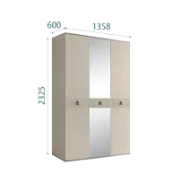 Шкаф 3-х дверный с зеркалом Римини СОЛО (Ваниль/Серебро) РМШ1/3(s) - Выставка м. Марьина роща