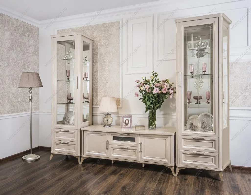 Гостиная Нонна 1+тв+1 бежевый глянец | изображение 1