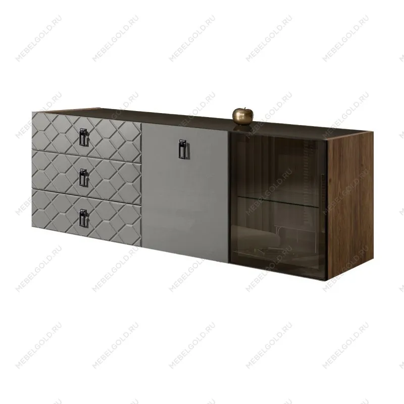 Комод 1.6м Bogemia Woodline Fly Fa (Серый) (Lakobel/Черный) БМКМ-4[5][10]