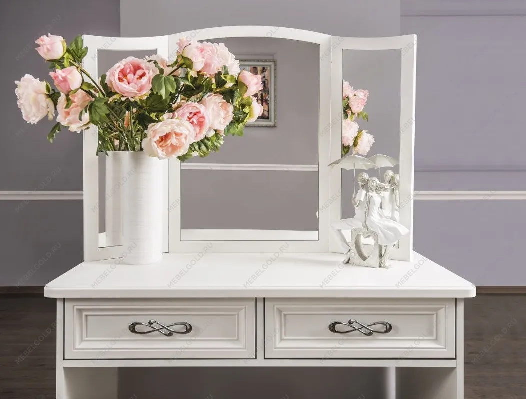 Зеркало трельяж Мишель для туалетного столика белый матовый | изображение 4