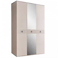 Лобня - Шкаф 3-х дв. (с зеркалом) для платья и белья Римини СОЛО (слоновая кость серебро) РМШ1/3 (s)