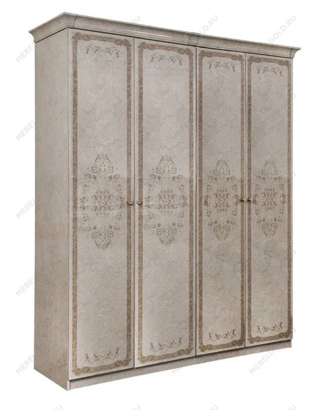 Шкаф Патрисия 4-дверный (2+2) без зеркал крем корень глянец