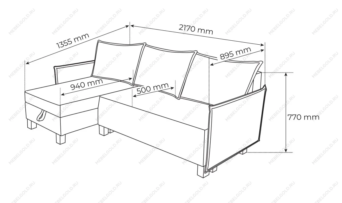 Диван-кровать угловой КИРКАС, 217х90х77 см, синий | изображение 7