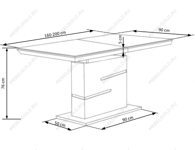 Стол обеденный Halmar MONACO, раскладной (бело-серый) | изображение 4