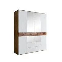 Шкаф 4-х дверный с зеркалами, с ящиками, Bogemia Woodline Wood Fi (Белый/Хром) БМШ1/41(Wo)