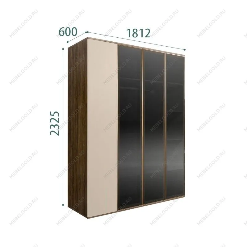 Шкаф 4-х дв. Bogemia Woodline Air (Ваниль/Золото) БМШ2/4(3)