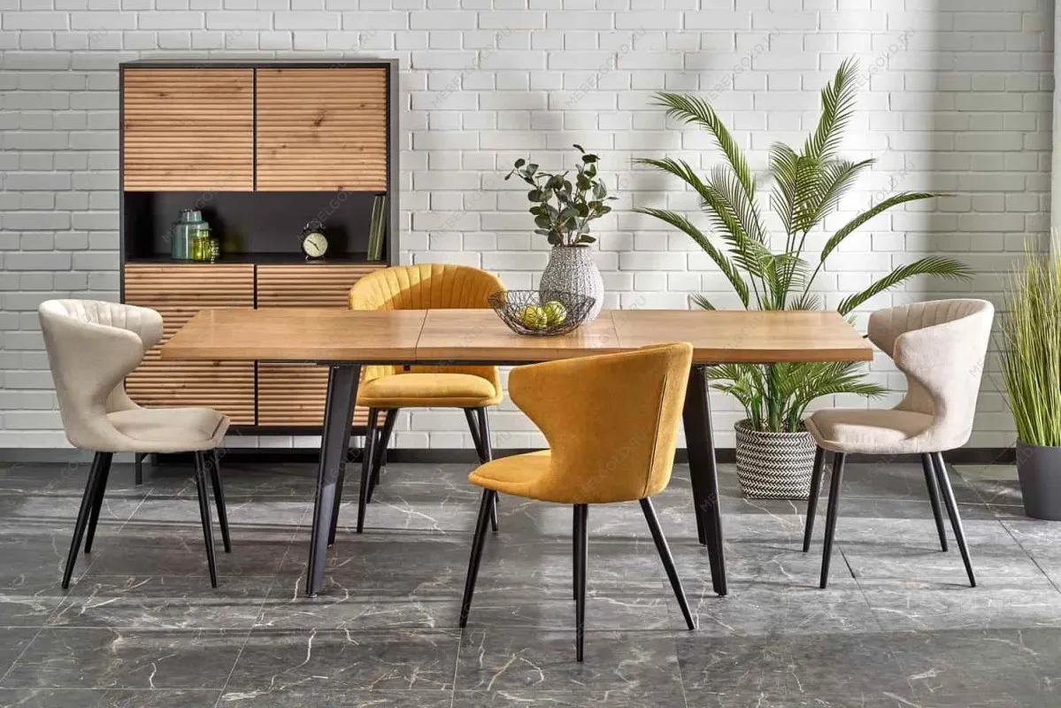 Стол обеденный Halmar DICKSON 2 раскладной (дуб натуральный/черный) | изображение 2