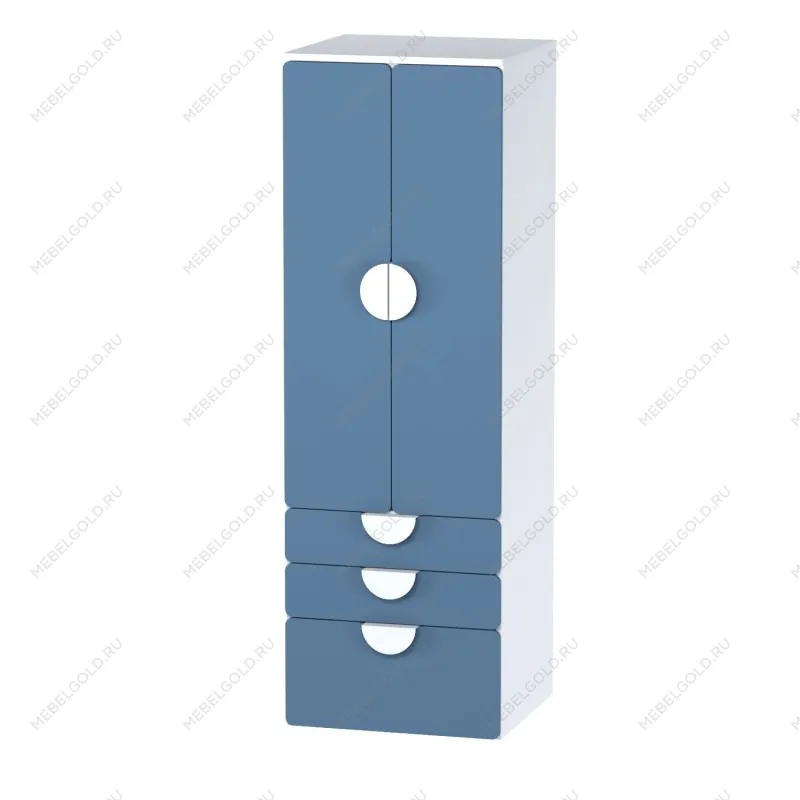 Шкаф распашной Пикси, с двумя дверьми, тремя выдвижными ящиками и полкой 60x57x180, озорной василек
