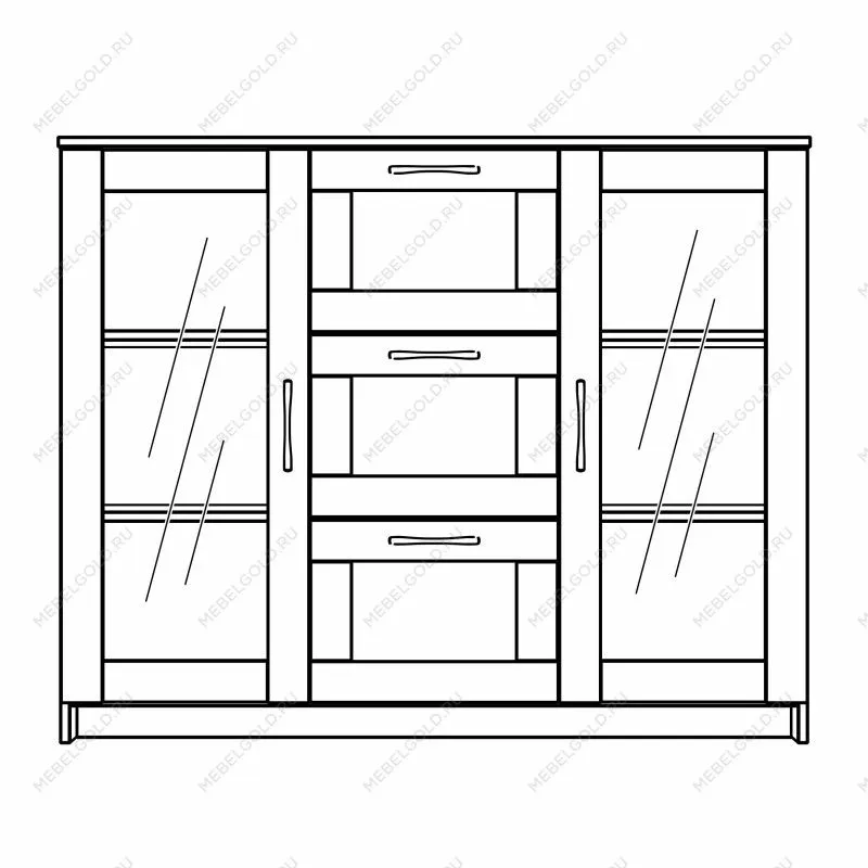 Тумба Сириус, 2 двери со стеклом и 3 ящика, 117х41х95 см, белая | изображение 15