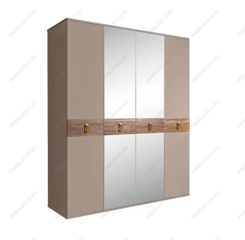 Шкаф 4-х дв. с зеркалами Bogemia Wood Fa (Мокка/Золото) БМШ1/4(Wo)