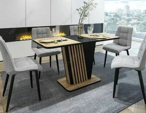 Стол обеденный Signal NEVIO раскладной (дуб артизан/черный) | изображение 1