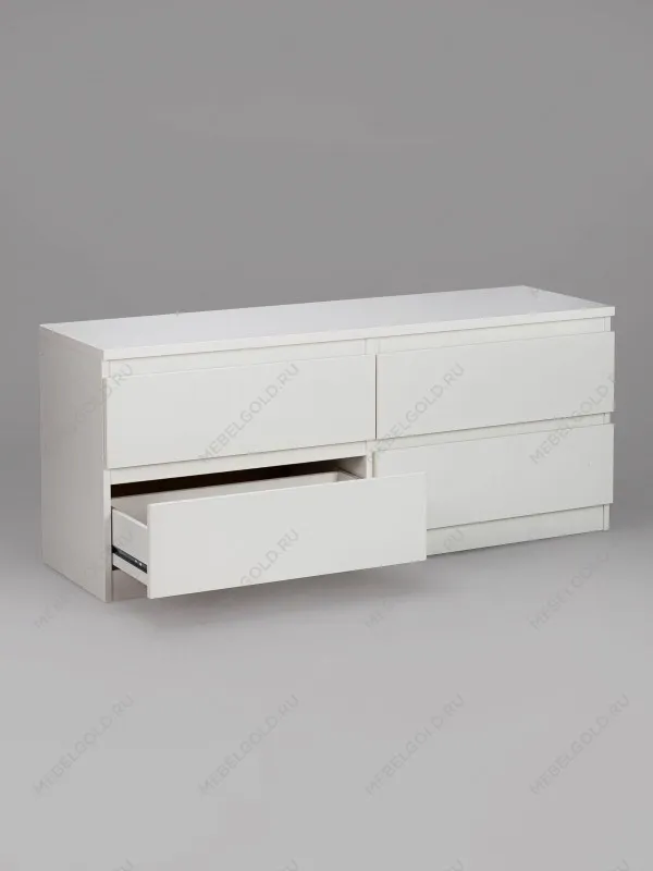 Тумба для ТВ Кастор, 4 ящика, 130х40х54 см, белая | изображение 10