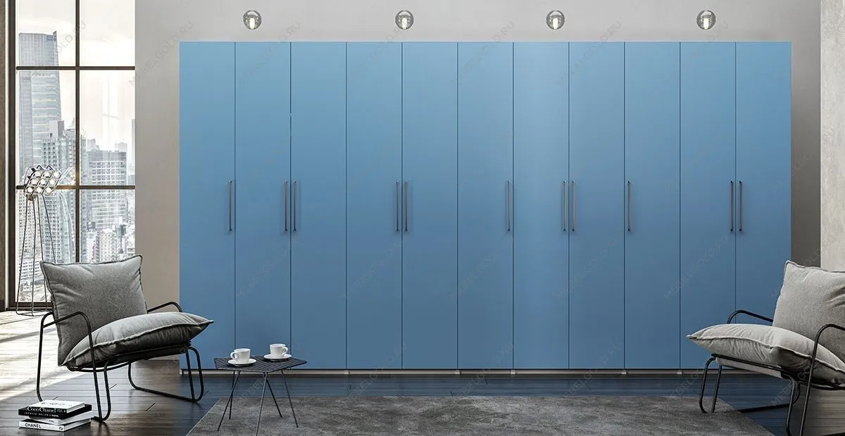 Гардероб Отис П9 с фасадом МДФ (краска глянец RAL) 5021 | изображение 4