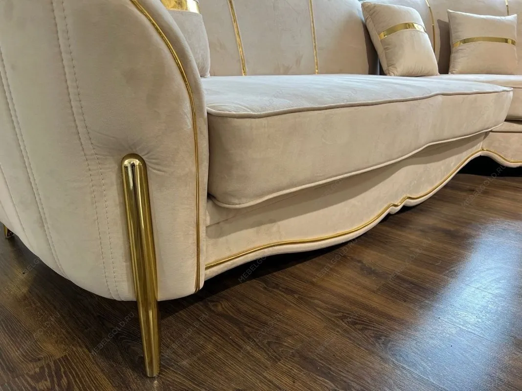 Диван Лара 2х местный бежевый золото | изображение 8