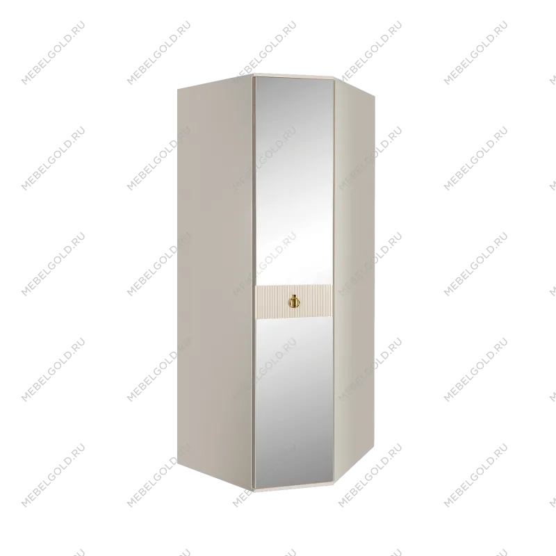Шкаф угловой с зеркалом Римини СОЛО (Бежевый/Золото) РМШУ1/1(s)