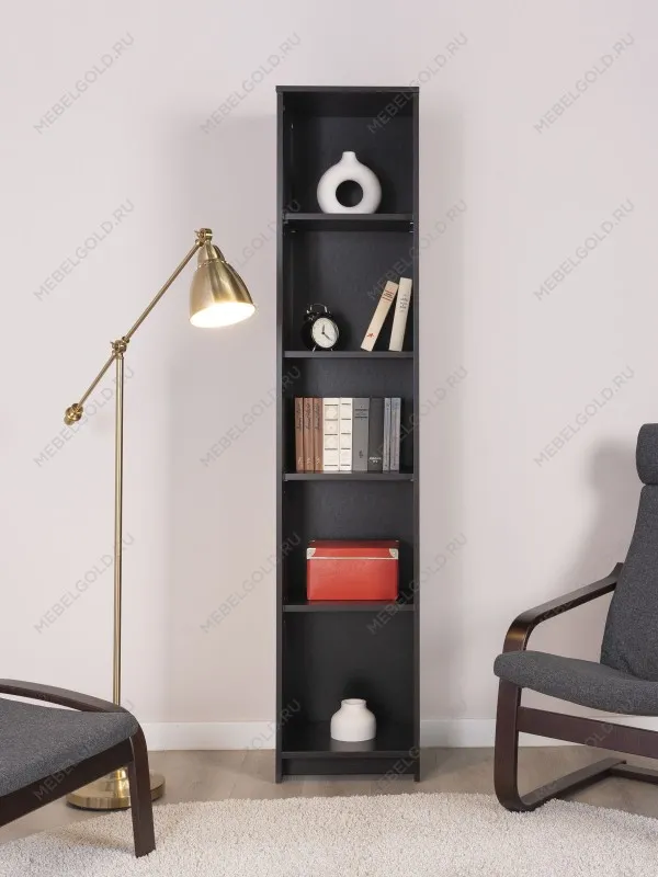 Стеллаж Сириус, 5 полок, 39х34х190 см, черный, дуб венге | изображение 4