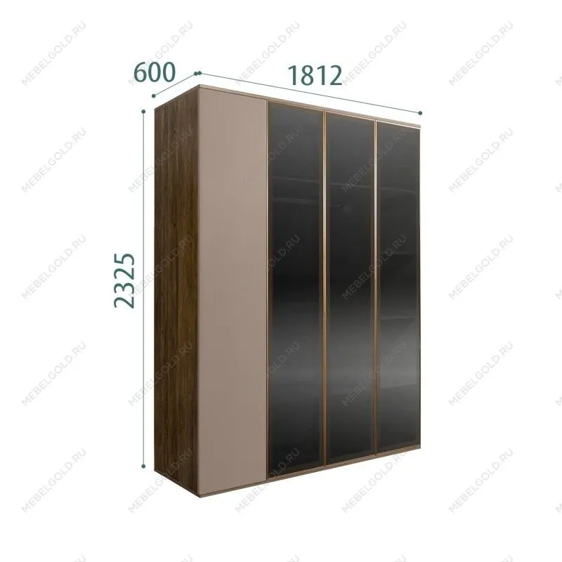 Шкаф 4-х дв. Bogemia Woodline Air (Мокка/Золото) БМШ2/4(3)