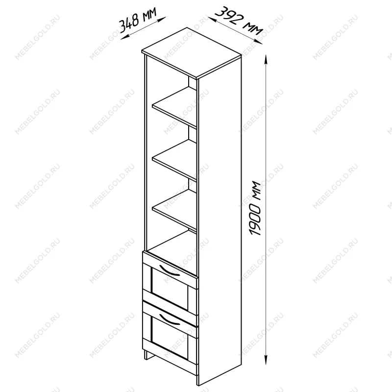 Стеллаж Сириус, 2 ящика, 39х35х190 см, белый | изображение 9