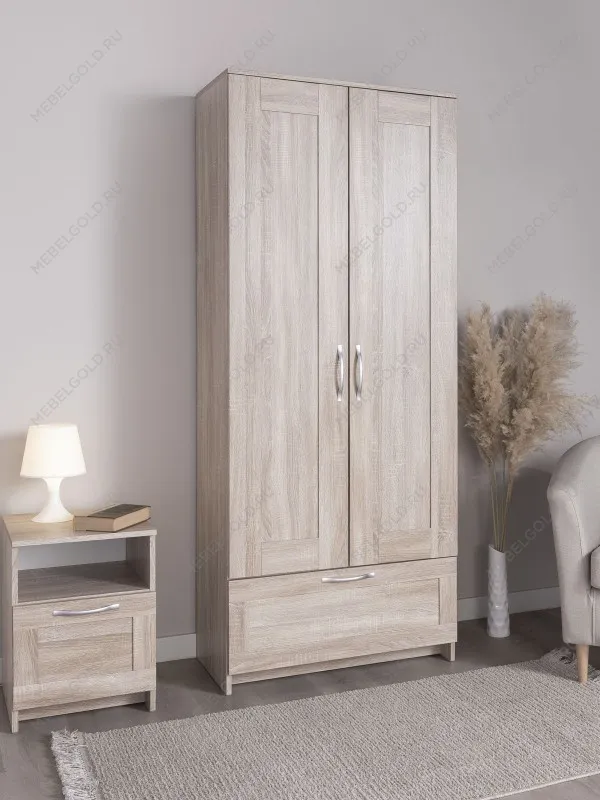 Шкаф Сириус узкий, с выдвижной вешалкой, 2 двери и 1 ящик, 78х41х190 см, дуб сонома | изображение 1