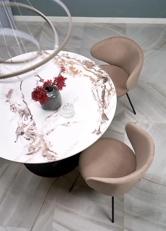 Стол обеденный Halmar GARET 120 (белый мрамор/черный) | изображение 5