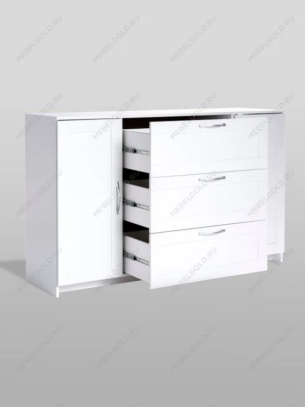 Тумба Сириус, 2 двери и 3 ящика, 156х41х95 см, белая | изображение 11