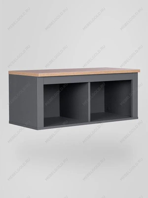 Полка навесная Сага, 2 секции, серая/ясень | изображение 5