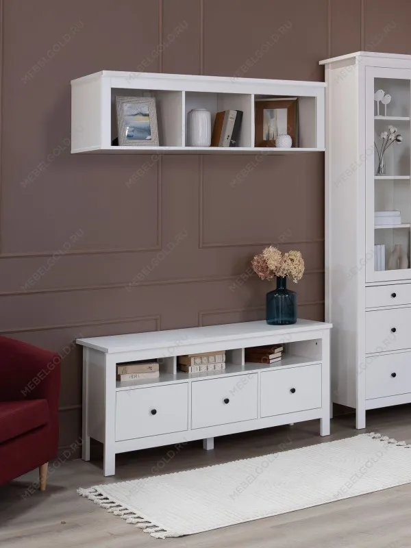 Тумба ТВ Сага, 3 ящика, 131х42х63 см, белая | изображение 1