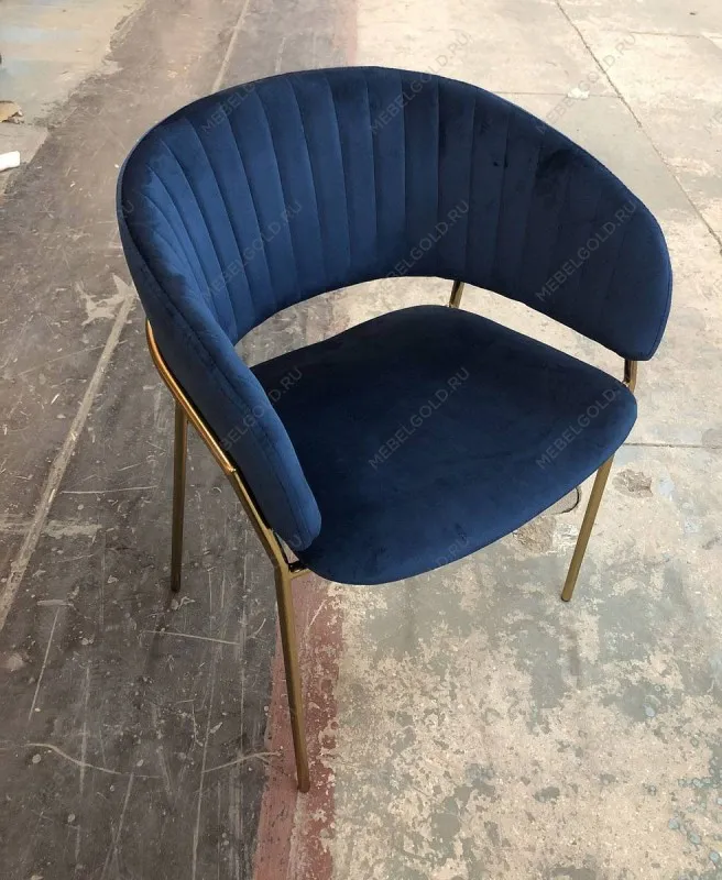 м. Марьина Роща - Стул Пиза темно-синий бархат ножки матовое золото | изображение 1