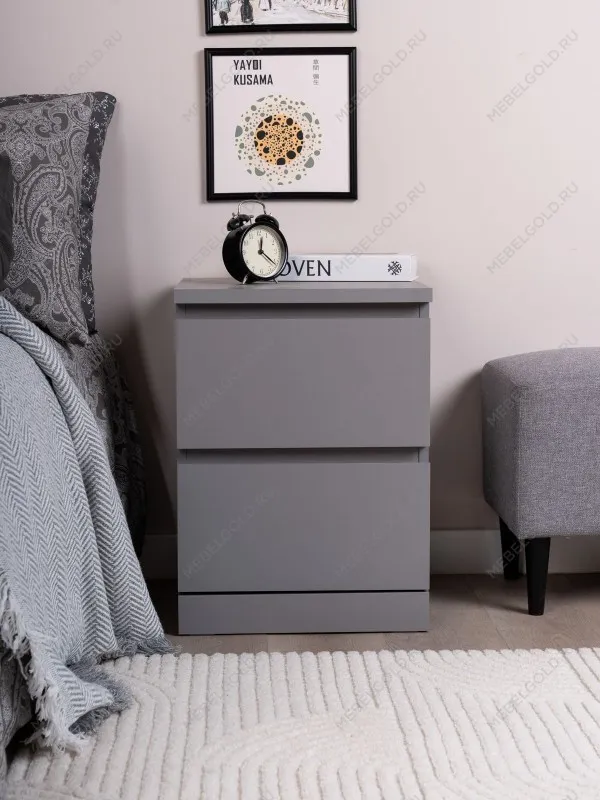 Тумба прикроватная Варма, 2 ящика, 40х55х40 см, эмаль серая | изображение 1
