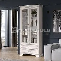 Шкаф с витриной Тиффани 2V2S вудлайн кремовый