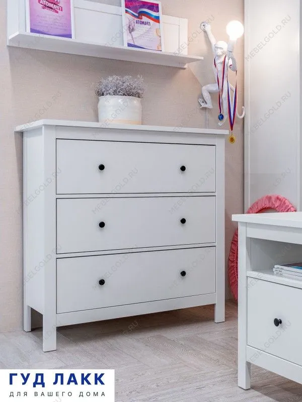 Комод Сага, 3 ящика, 92х100х51 см, белый | изображение 3