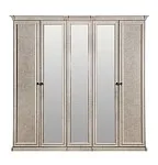 Шкаф Афина 5-дверный (2+1+2) с зеркалом крем корень | изображение 1