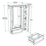 Шкаф Сириус, 3 двери и 1 ящик, 117х50х190 см, с зеркалом, дуб сонома | изображение 15