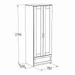Шкаф Сириус, 2 двери и 1 ящик, 78х59х220 см, белый | изображение 5