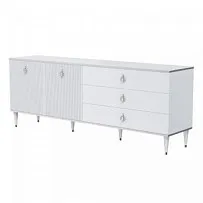 Комод для гостиной 2.1м Римини СОЛО (Белый/Серебро) РМКМ-5(s)