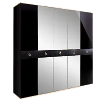 Шкаф 5-ти дверный с зеркалом Римини СОЛО (Черный/Серебро) РМШ1/5(s)