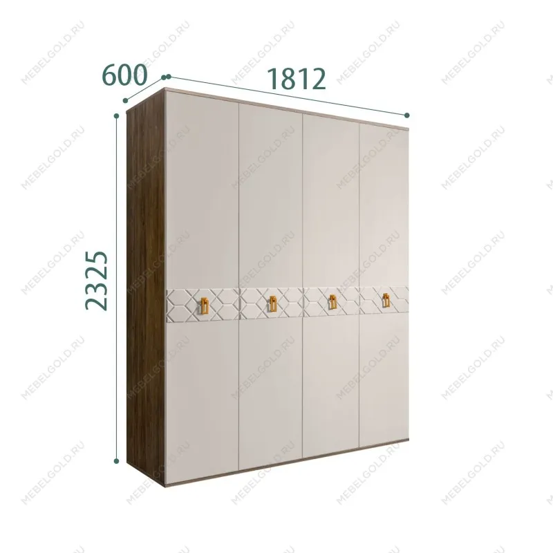 Шкаф 4-х дверный Bogemia Woodline Fa (Шелк/Золото) БМШ2/4