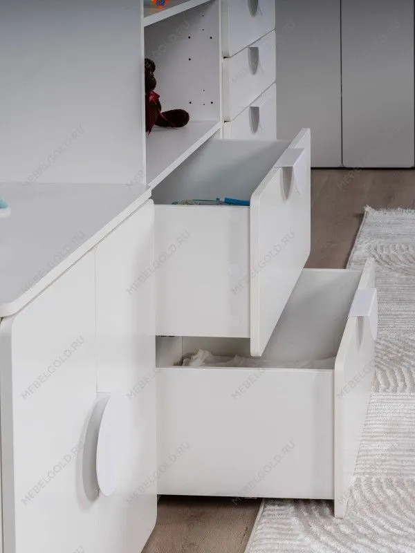 Стеллаж Пикси, с двумя выдвижными ящиками 60x57x180, белый (робкий подснежник) | изображение 8