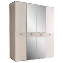 Шкаф 4-х дверный с зеркалом Римини СОЛО (Слоновая кость/Серебро) РМШ1/4(s)