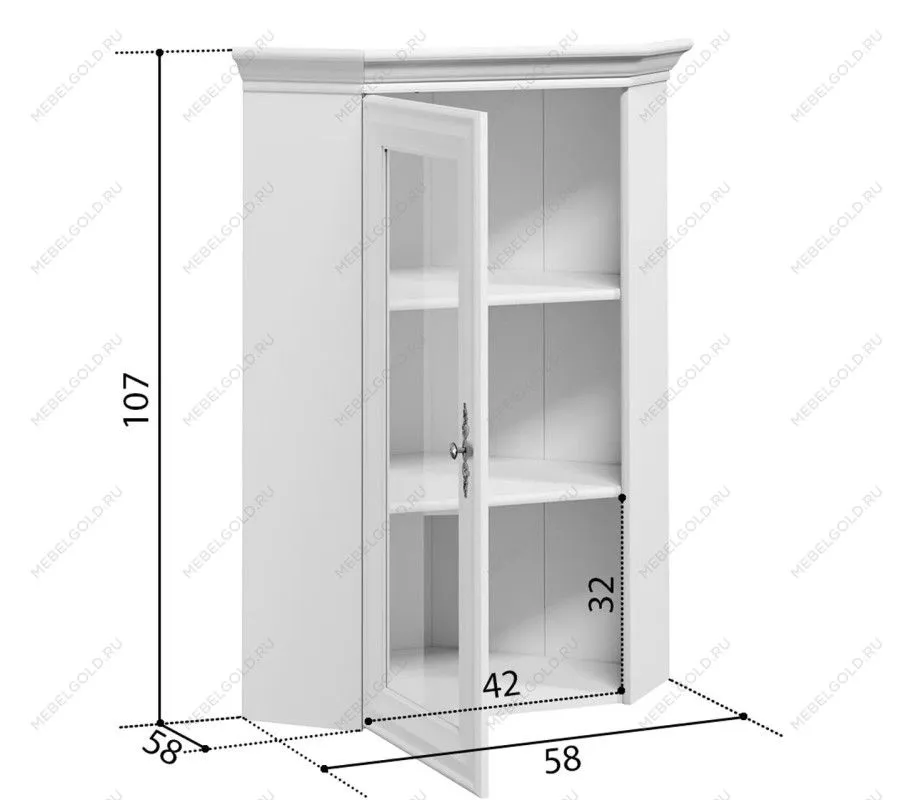 Балашиха - Шкаф верхний с витриной Кентаки NADN1W белый | изображение 3