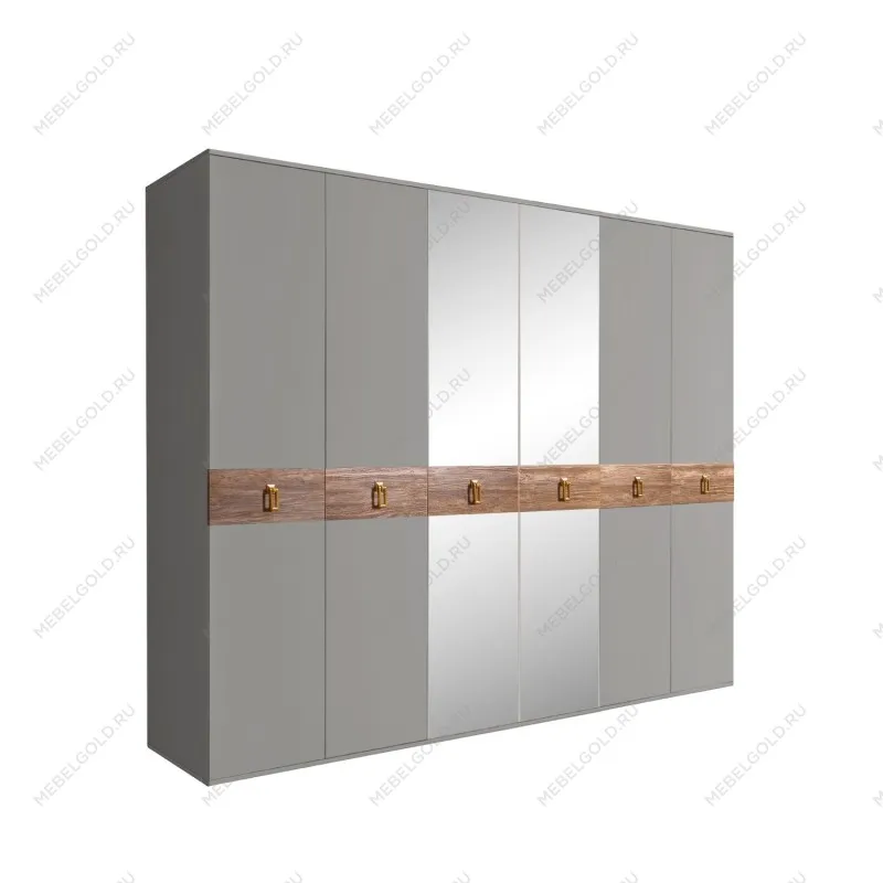 Шкаф 6-ти дв. с зеркалами Bogemia Wood Fa (Серый/Золото) БМШ1/6(Wo)