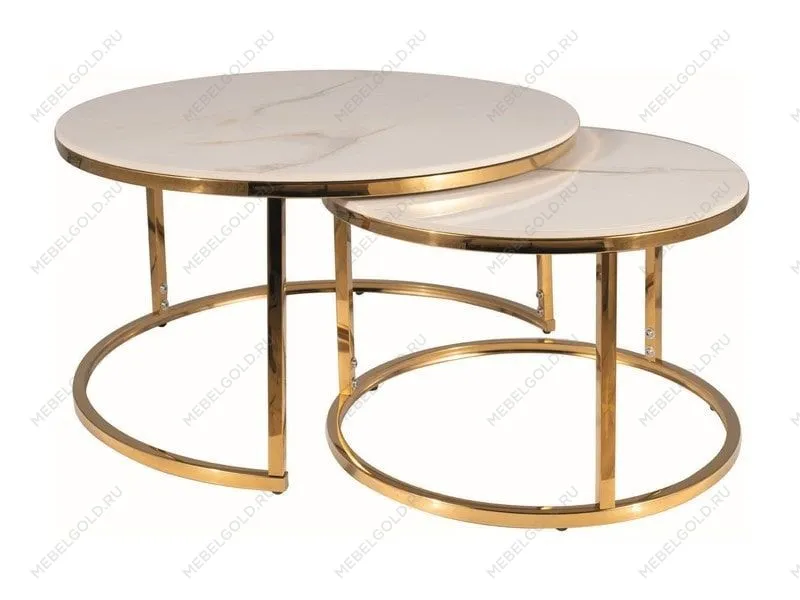 Комплект Signal PORTAFINO A, 2 стола журнальных (белый/золотой)