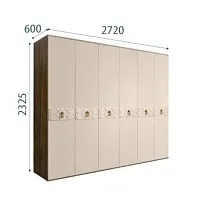Шкаф 6-ти дв. Bogemia Woodline Wood Fi (Ваниль/Хром) БМШ2/6(Wo)