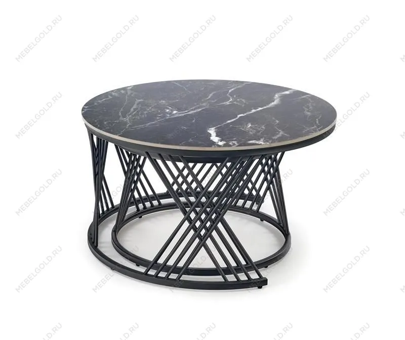 Комплект Halmar FLAMINGO (2 стола журнальных) (черный мрамор/белый мрамор/черный) | изображение 7