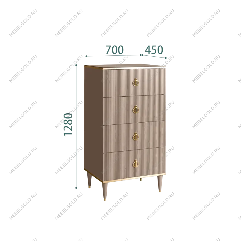 Комод 4 ящика Римини СОЛО (Мокка/Золото) РМКМ-6(s)