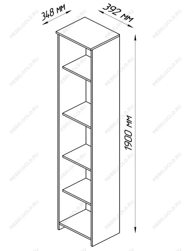 Стеллаж Сириус, 5 полок, 39х34х190 см, белый | изображение 6