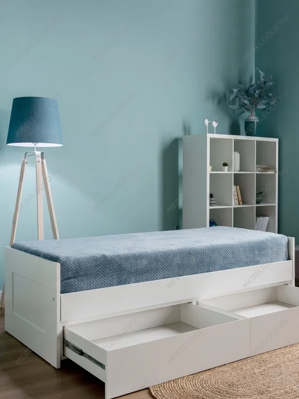 Кровать раздвижная Сириус, с ящиками, 80х200/160х200 см, белая | изображение 2