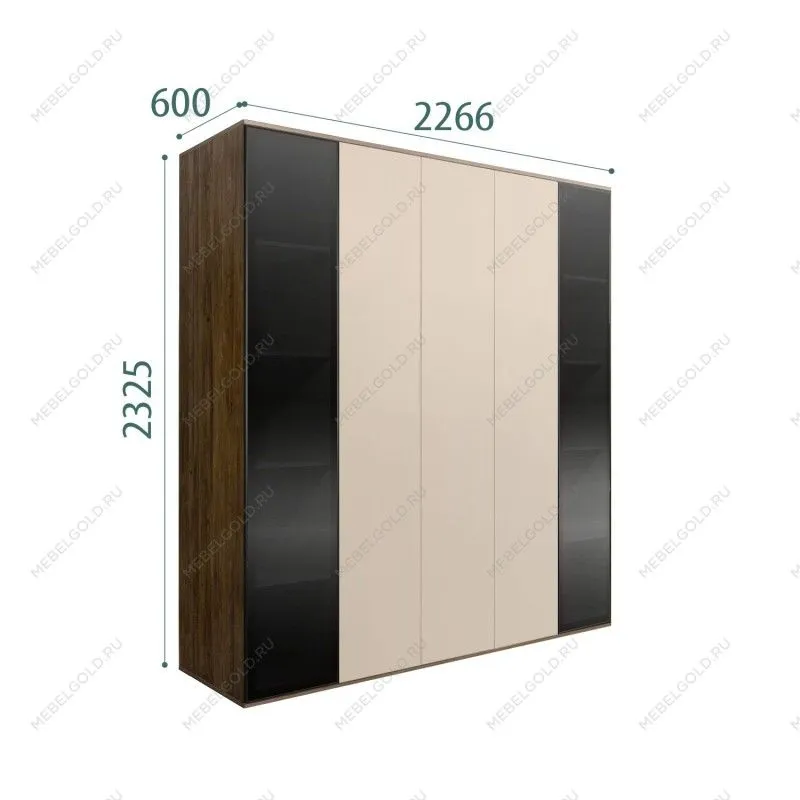 Шкаф 5-ти дв. Bogemia Woodline Air (Ваниль/Черный) БМШ2/5(2)